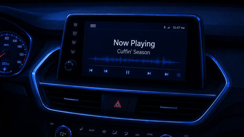 Now playing on the car stereo